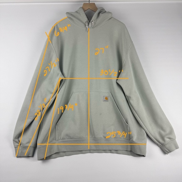 Carhartt Men’s 2XL Loose Fit Hoodie – Light Gray with Sleeve Logo - Picture 8 of 8